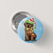 Happy Howlidays Chocolate Lab Ronde Button 3,2 Cm (Voorkant /achterkant)