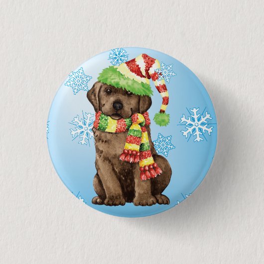 Happy Howlidays Chocolate Lab Ronde Button 3,2 Cm (Voorkant)