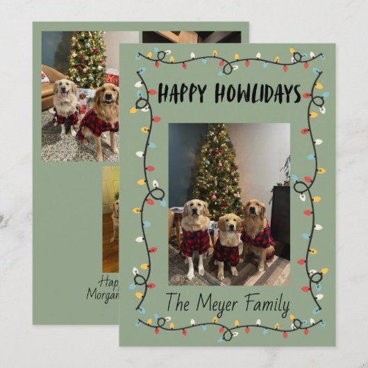 Happy Howlidays Christmas Lights Card Feestdagenkaart (Voorkant / Achterkant)