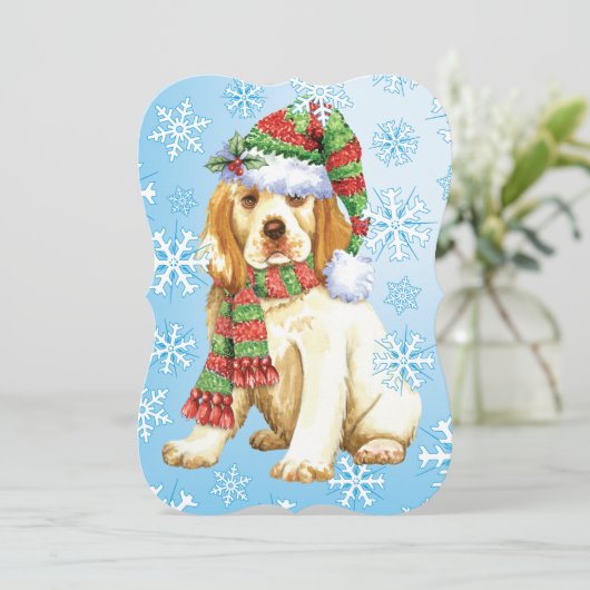 Happy Howlidays Clumber Spaniel Feestdagenkaart (Staand voorkant)