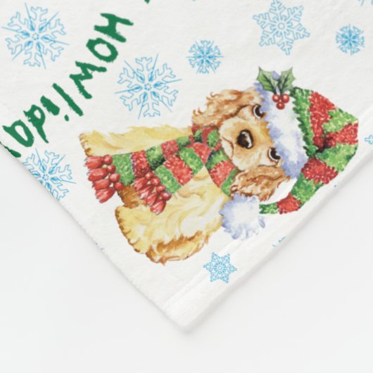 Happy Howlidays Cocker Spaniel Fleece Deken (Hoek)