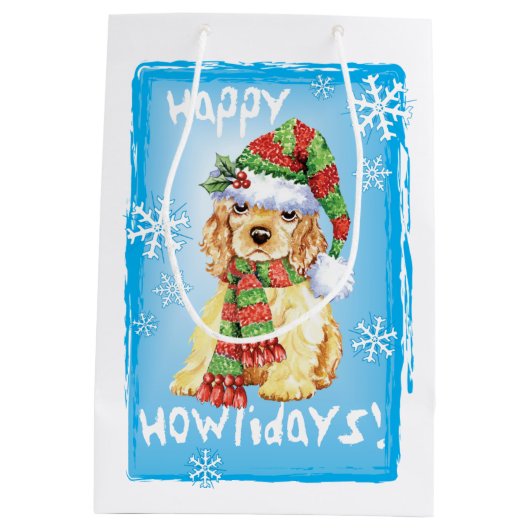 Happy Howlidays Cocker Spaniel Medium Cadeauzakje (Achterkant)