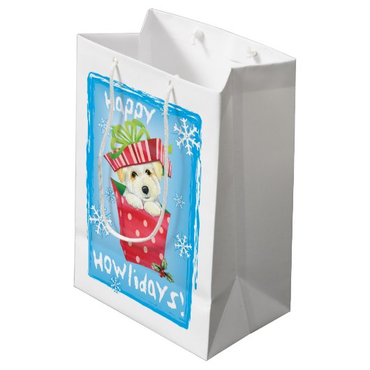 Happy Howlidays Coton Medium Cadeauzakje (Achterkant Gekanteld)