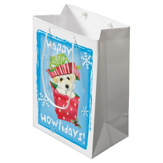 Happy Howlidays Coton Medium Cadeauzakje (Voorkant Gekanteld)