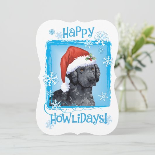 Happy Howlidays Curly-Coated Retriever Feestdagenkaart (Staand voorkant)