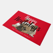 Happy Howlidays Cute fFrench buldog Grapred Deurmat (Schuin)