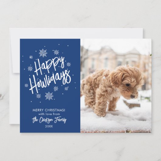 Happy Howlidays Cute Pet Snowflake Photo Invitatio Kaart (Voorkant)
