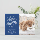 Happy Howlidays Cute Pet Snowflake Photo Invitatio Kaart (Staand voorkant)