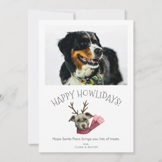 Happy Howlidays | Cute Puns Dog Pet Foto Feestdagenkaart (Voorkant)