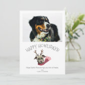 Happy Howlidays | Cute Puns Dog Pet Foto Feestdagenkaart (Staand voorkant)
