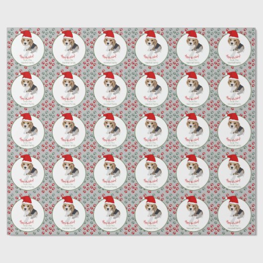 HAPPY HOWLIDAYS CUTE XMAS PUPPY PAWPRINTS CADEAUPAPIER (Vlak)