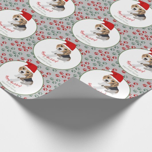 HAPPY HOWLIDAYS CUTE XMAS PUPPY PAWPRINTS CADEAUPAPIER (Hoek)