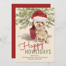 Happy Howlidays Cute Yorkshire Terrier Feestdagenkaart