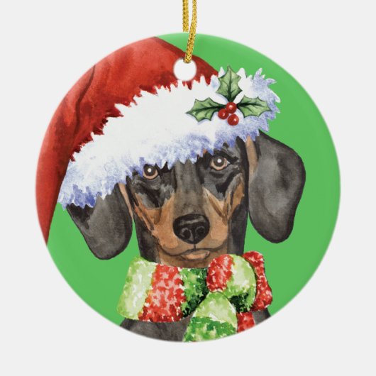 Happy Howlidays Dachshund Keramisch Ornament (Voorkant)