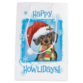 Happy Howlidays Dachshund Medium Cadeauzakje (Achterkant)