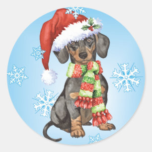 Happy Howlidays Dachshund Ronde Sticker