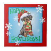 Happy Howlidays Dachshund Tegeltje (Voorkant)