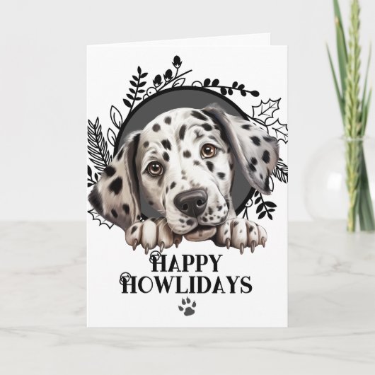 Happy Howlidays Dalmatian Dog Kerstmis Feestdagen Kaart (Voorkant)