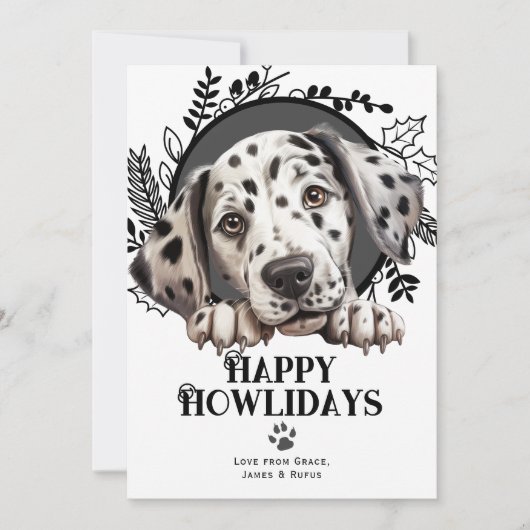 Happy Howlidays Dalmatian Dog Kerstmis Feestdagenkaart (Voorkant)