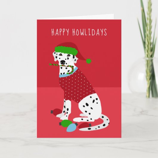 Happy Howlidays Dalmatische Kerstmis Feestdagen Kaart (Voorkant)