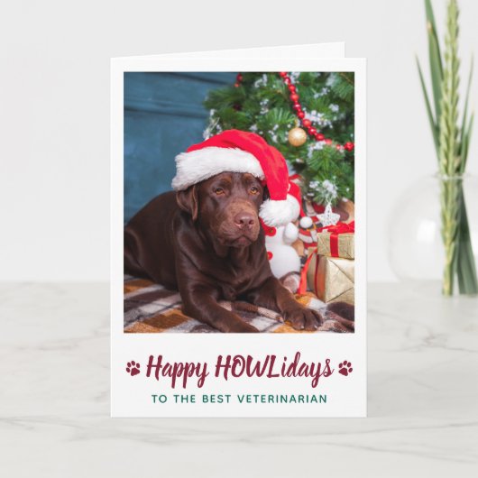 Happy HOWLidays Dierenarts Custom Pet Photo Feestdagen Kaart (Voorkant)