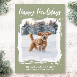 Happy Howlidays Dog Custom Photo Christmas Green Feestdagenkaart
