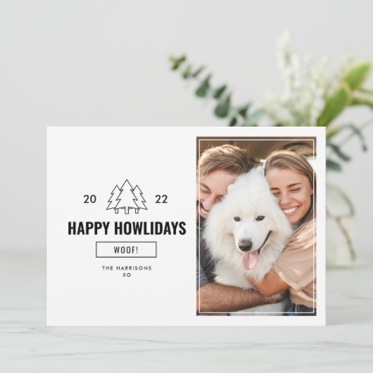 Happy Howlidays Dog Family Photo 2022 Feestdagenkaart (Staand voorkant)