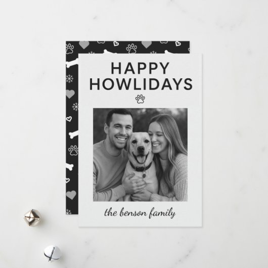 Happy Howlidays Dog Holiday Card  Feestdagenkaart (Voorkant / Achterkant in situ)