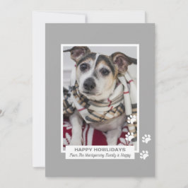 Happy Howlidays Dog met Paw Prints Pet Photo Feestdagenkaart