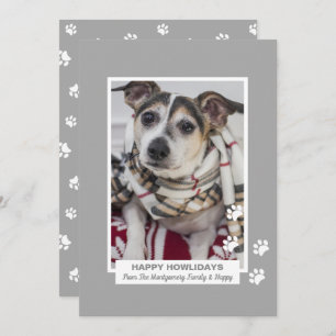 Happy Howlidays Dog met Paw Prints Pet Photo Feestdagenkaart