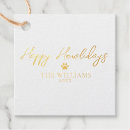 Happy Howlidays Dog Paw Print Holiday Foil Bedankjes Labels