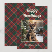 Happy Howlidays Dog Red Green Plaid Christmas Feestdagenkaart (Voorkant / Achterkant)
