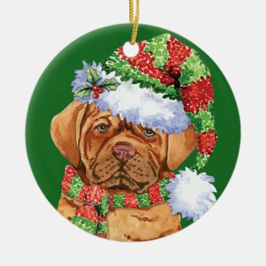 Happy Howlidays Dogue Keramisch Ornament (Voorkant)