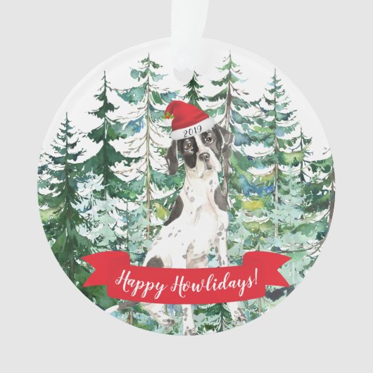 Happy Howlidays Engelse pointer kerst Ornament (voorkant)