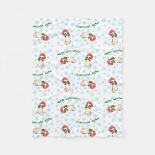 Happy Howlidays Engelse Springer Fleece Blanket