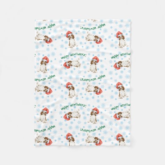 Happy Howlidays Engelse Springer Fleece Blanket Deken (Voorkant)