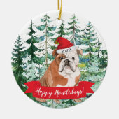 Happy Howlidays English Bulldog Dog kerstorna Keramisch Ornament (Voorkant)