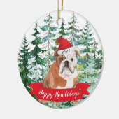 Happy Howlidays English Bulldog Dog kerstorna Keramisch Ornament (Links)
