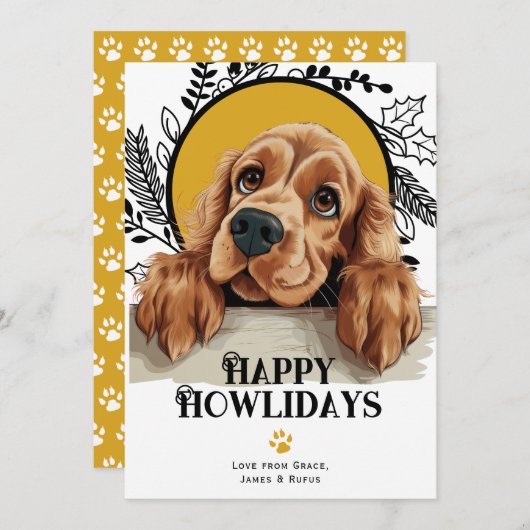 Happy Howlidays English Cocker Spaniel Feestdagenkaart (Voorkant / Achterkant)