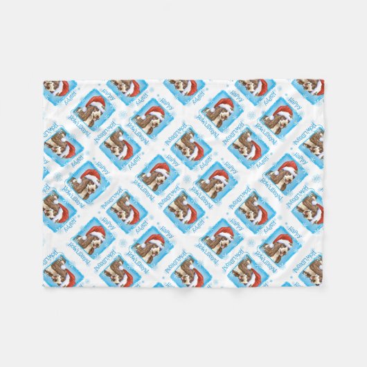 Happy Howlidays English Cocker Spaniel Fleece Deken (Voorkant (Horizontaal))