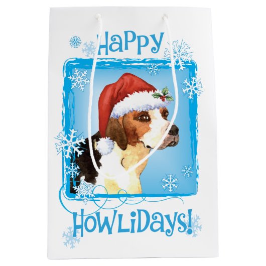 Happy Howlidays English Foxhound Medium Cadeauzakje (Voorkant)