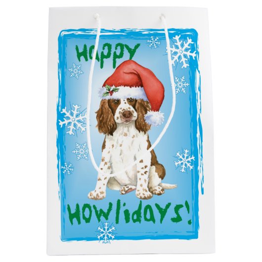 Happy Howlidays English Springer Spaniel Medium Cadeauzakje (Voorkant)