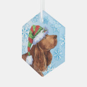 Happy Howlidays Field Spaniel Ceramic Ornament (Voorkant links)