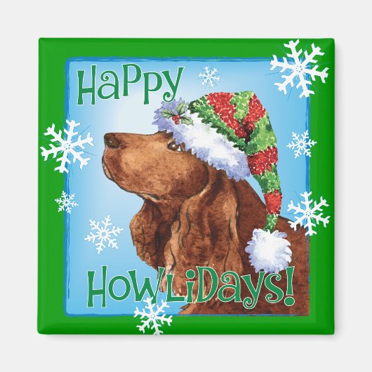 Happy Howlidays Field Spaniel Magnet (Voorkant)