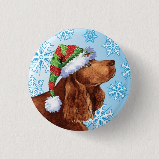 Happy Howlidays Field Spaniel Pinback Button (Voorkant)