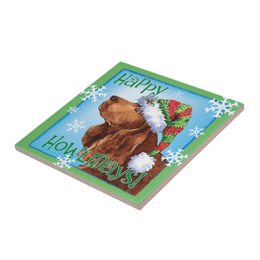Happy Howlidays Field Spaniel Tile Tegeltje (Zijkant)