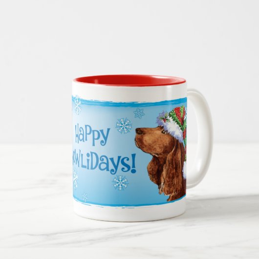 Happy Howlidays Field Spaniel Two-Tone Coffee Mok (Voorkant rechts)