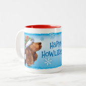Happy Howlidays Field Spaniel Two-Tone Coffee Mok (Voorkant links)