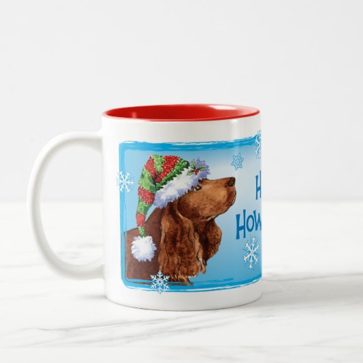 Happy Howlidays Field Spaniel Two-Tone Coffee Mok (Links)