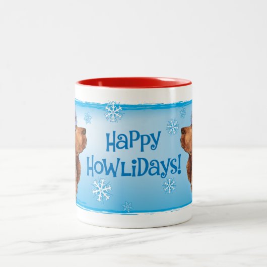 Happy Howlidays Field Spaniel Two-Tone Coffee Mok (Center)